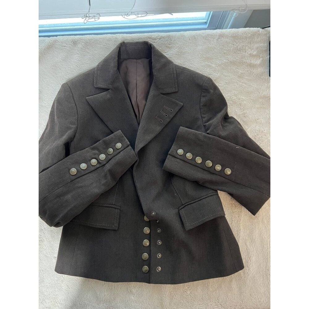 Vintage Sonia Fortuna Firenze Made in Italy Womens Brown Blazer With Gold Button